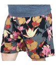 Short Estampado Tactel Elastano Extra Grande Plus Size flor Preto Cinza